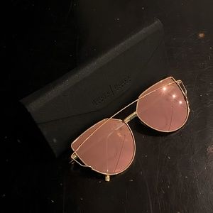 Pink Cat Eye Mirrored Flat Sunglasses